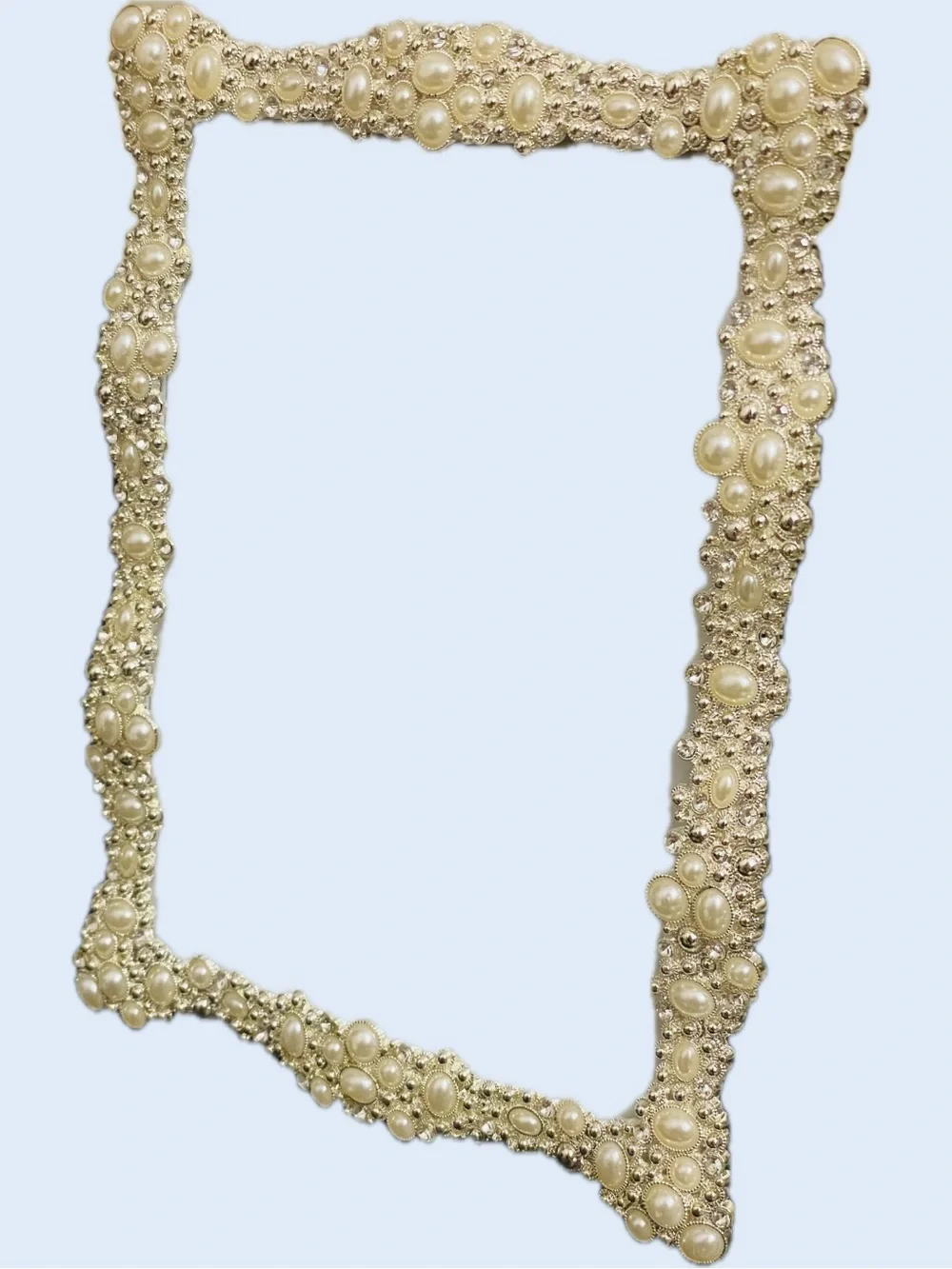 Elegant Pearl-Accented Decorative Frame - Cream and Silver